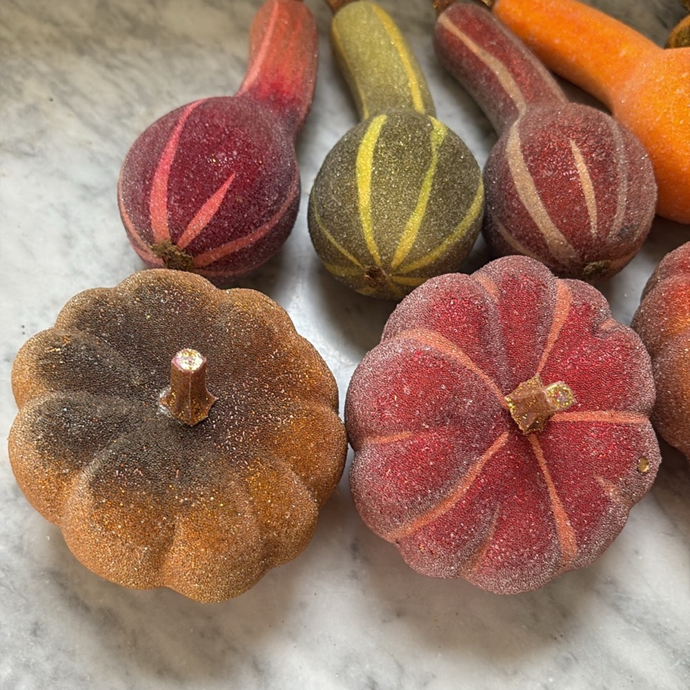 BUNDLE Decorative Fall Filler Autumnal Beaded & Velvet Pumpkins, Gourds, Acorns - Picture 7 of 15